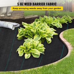 VEVOR Weed Barrier Landscape Fabric, 5 x 250 ft, 5 Oz Premium Woven Ground Cover Heavy Duty PP Material & Easy Setup