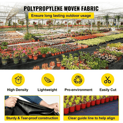 VEVOR Weed Barrier Landscape Fabric, 5 x 250 ft, 5 Oz Premium Woven Ground Cover Heavy Duty PP Material & Easy Setup