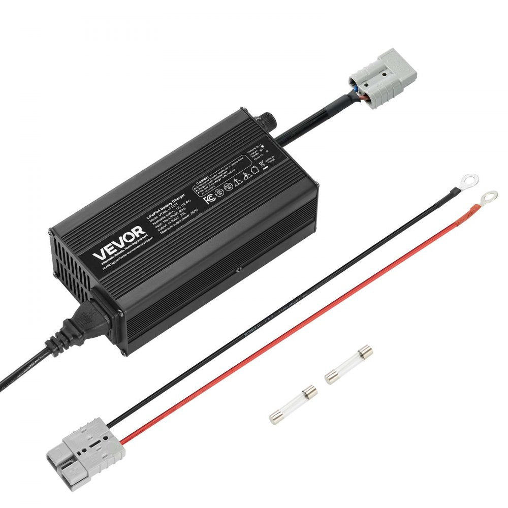 VEVOR 12V 20A Lithium Battery Charger, 14.6V, AC-DC LiFePO4 Smart Charger, with Anderson Connector, LED Indicator, 0V