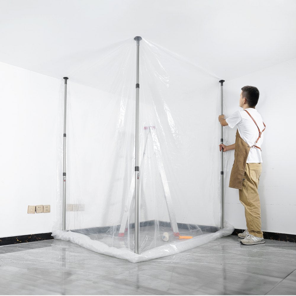 VEVOR Dust Barrier Poles, Carry Bag, 10 Ft Poles with 4 Telescoping Poles, and 32.8x13.12 Ft Plastic Film, for Interior