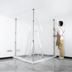 VEVOR Dust Barrier Poles, 12 Ft Dust Barrier System with 4 Telescoping Poles, 32.8x13.12 Ft Plastic Film, and Carry