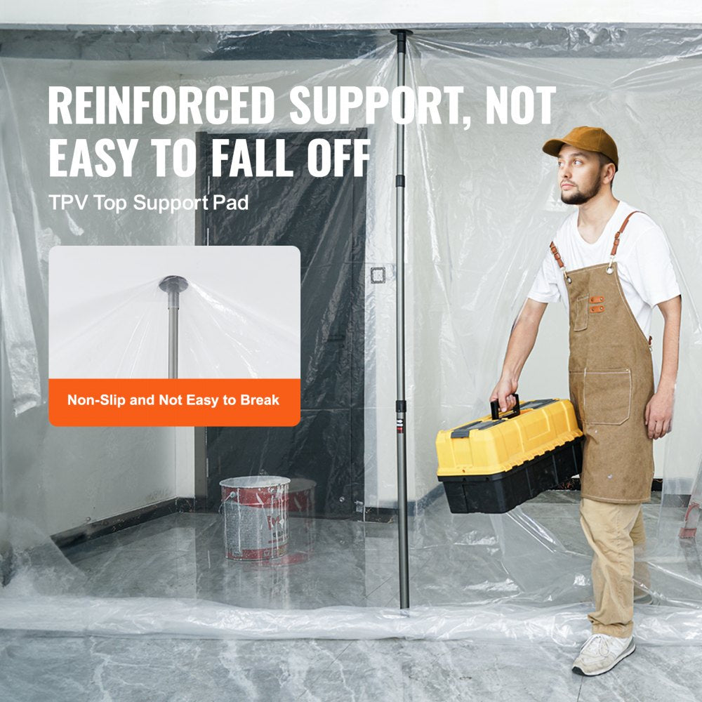 VEVOR Dust Barrier Poles, 12 Ft Dust Barrier System with 4 Telescoping Poles, 32.8x13.12 Ft Plastic Film, and Carry