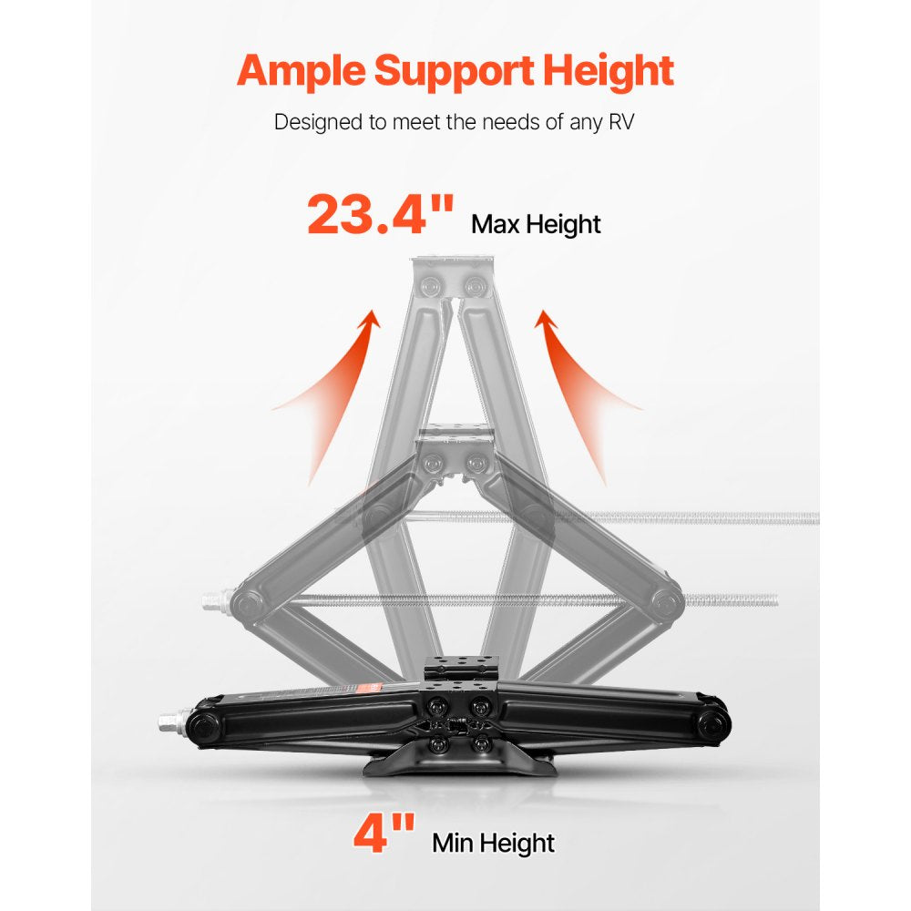 VEVOR 9000 lbs RV Scissor Jacks, 4-23.4 in RV Stabilizer Leveling Scissor Jacks, Set of 2, Heavy Duty Stabilizer Jack