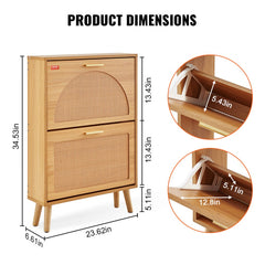 VEVOR Shoe Cabinet with 2 Flip Drawers, Shoe Storage Cabinet for Entryway, Free Standing Shoe Storage Organizer with