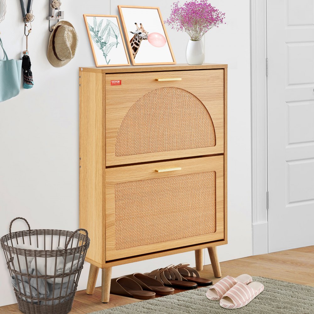 VEVOR Shoe Cabinet with 2 Flip Drawers, Shoe Storage Cabinet for Entryway, Free Standing Shoe Storage Organizer with