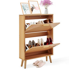 VEVOR Shoe Cabinet with 2 Flip Drawers, Shoe Storage Cabinet for Entryway, Free Standing Shoe Storage Organizer with