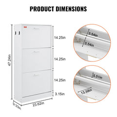VEVOR Shoe Cabinet with 3 Flip Drawers, Shoe Storage Cabinet for Entryway, Free Standing Shoe Storage Organizer with