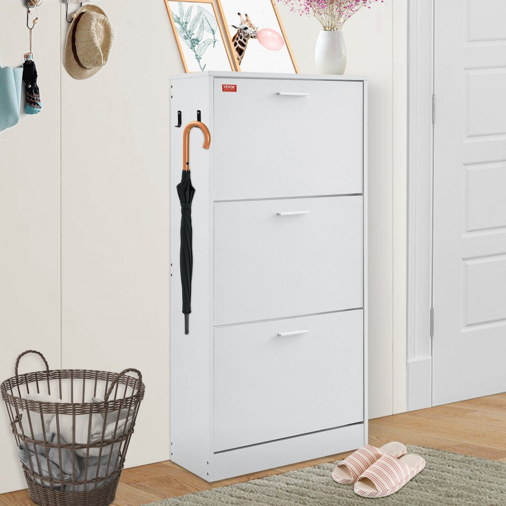 VEVOR Shoe Cabinet with 3 Flip Drawers, Shoe Storage Cabinet for Entryway, Free Standing Shoe Storage Organizer with