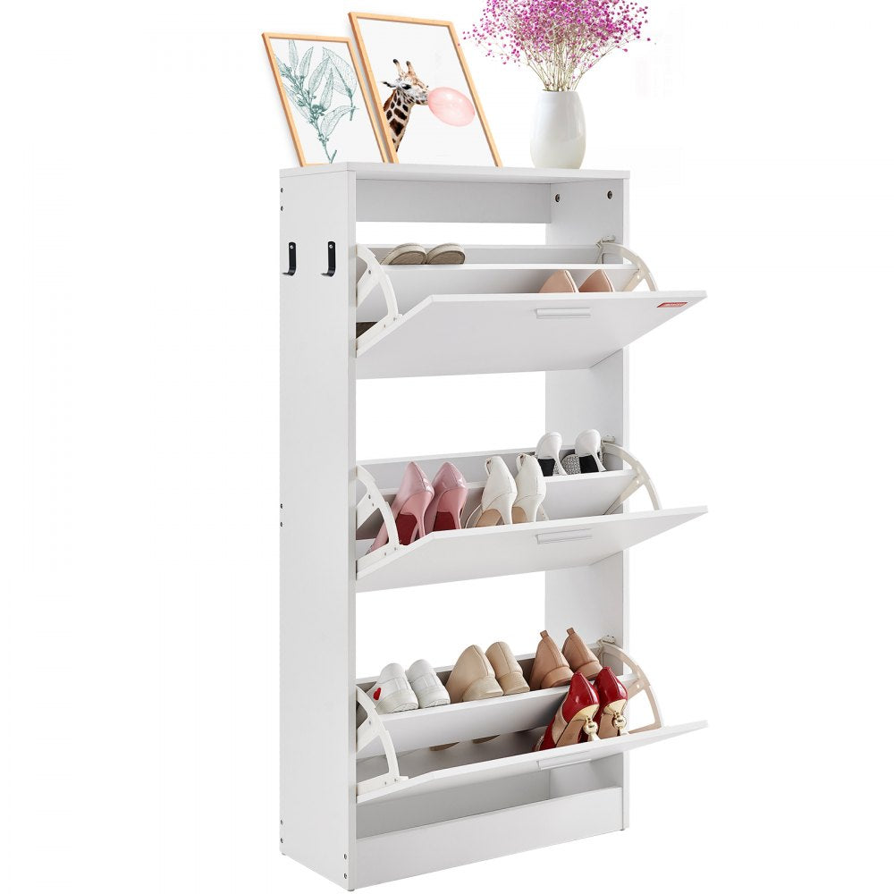 VEVOR Shoe Cabinet with 3 Flip Drawers, Shoe Storage Cabinet for Entryway, Free Standing Shoe Storage Organizer with