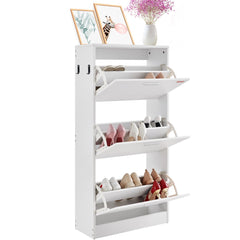 VEVOR Shoe Cabinet with 3 Flip Drawers, Shoe Storage Cabinet for Entryway, Free Standing Shoe Storage Organizer with