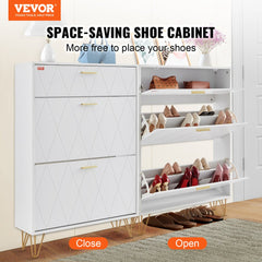VEVOR Shoe Cabinet with 3 Flip Drawers, Shoe Storage Cabinet for Entryway, Free Standing Shoe Storage Organizer for