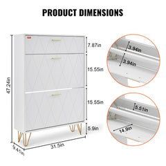 VEVOR Shoe Cabinet with 3 Flip Drawers, Shoe Storage Cabinet for Entryway, Free Standing Shoe Storage Organizer for
