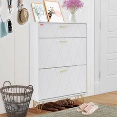 VEVOR Shoe Cabinet with 3 Flip Drawers, Shoe Storage Cabinet for Entryway, Free Standing Shoe Storage Organizer for