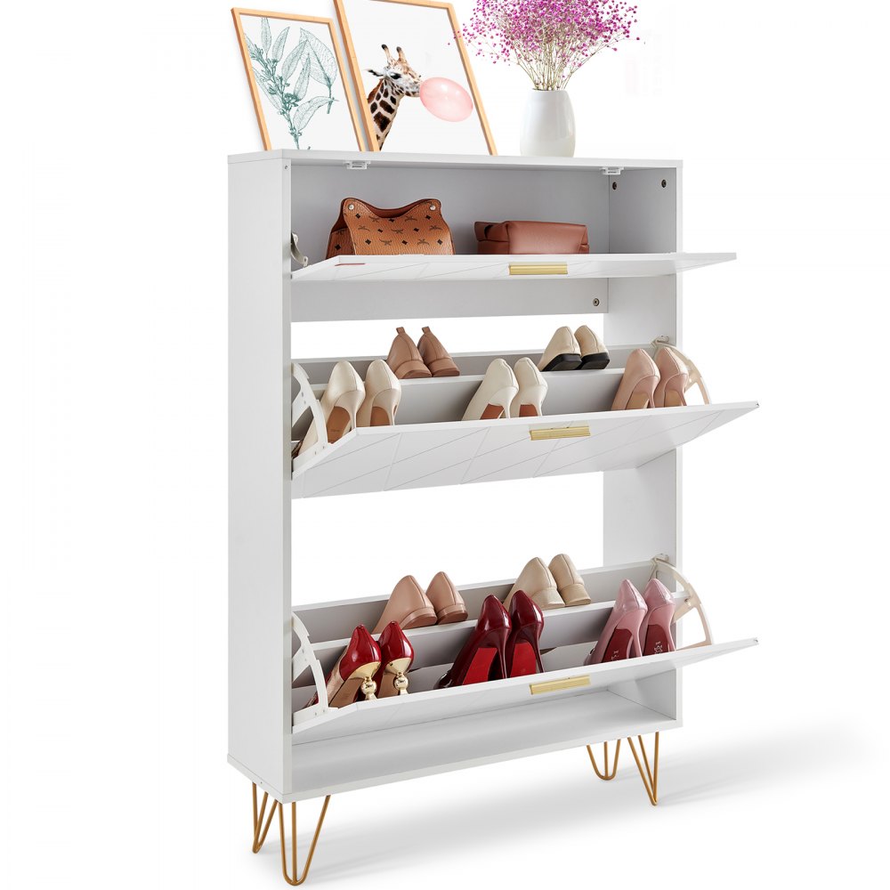 VEVOR Shoe Cabinet with 3 Flip Drawers, Shoe Storage Cabinet for Entryway, Free Standing Shoe Storage Organizer for