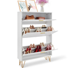 VEVOR Shoe Cabinet with 3 Flip Drawers, Shoe Storage Cabinet for Entryway, Free Standing Shoe Storage Organizer for