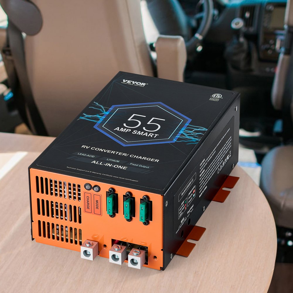 VEVOR RV Converter, 55 Amp, 110V AC to 12V DC RV Power Converter Battery Charger with 4 Stage Smart Charging 13V to