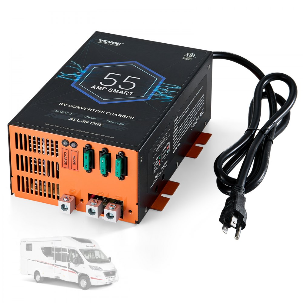 VEVOR RV Converter, 55 Amp, 110V AC to 12V DC RV Power Converter Battery Charger with 4 Stage Smart Charging 13V to