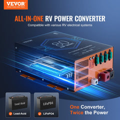 VEVOR RV Converter, 80 Amp, 110V AC to 12V DC RV Power Converter Battery Charger with 4 Stage Smart Charging 13V to