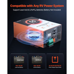 VEVOR RV Power Converter, 55 Amp, 110V AC to 12V DC RV Converter Battery Charger, Multi Stage Smart Charging, 13V to