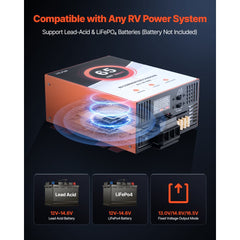 VEVOR RV Power Converter, 65 Amp, 110V AC to 12V DC RV Converter Battery Charger, Multi Stage Smart Charging, 13V to