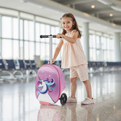 VEVOR Ride-on Luggage, 20 L Capacity, 20 Inches Kids Scooter Suitcase with Flash PU Wheels, Adjustable Handle & TPR