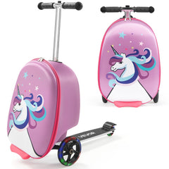 VEVOR Ride-on Luggage, 20 L Capacity, 20 Inches Kids Scooter Suitcase with Flash PU Wheels, Adjustable Handle & TPR