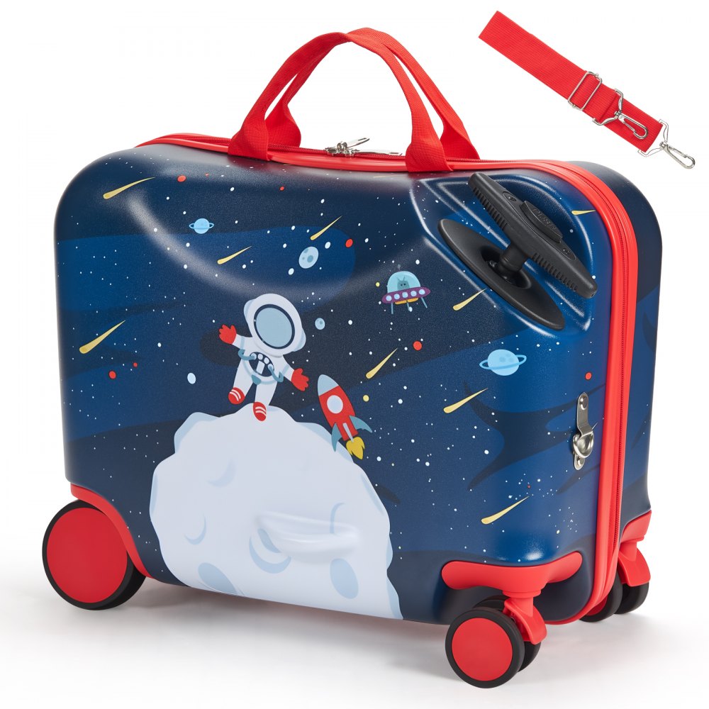 VEVOR Ride-on Luggage, 26 L Capacity, 18 Inches Tow Along Toddler Carry on Luggage with Wheels, Adjustable Shoulder