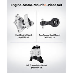 VEVOR Engine Motor Mount and Transmission Mount Kit Replacement, Set of 3, Compatible with 2012-2013 Honda Civic 1.8L