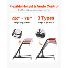VEVOR Automotive Top Creeper, with Adjustable Height 48" to 76", 400 LBS Capacity High Creeper, 4 Swivel Caster Wheels