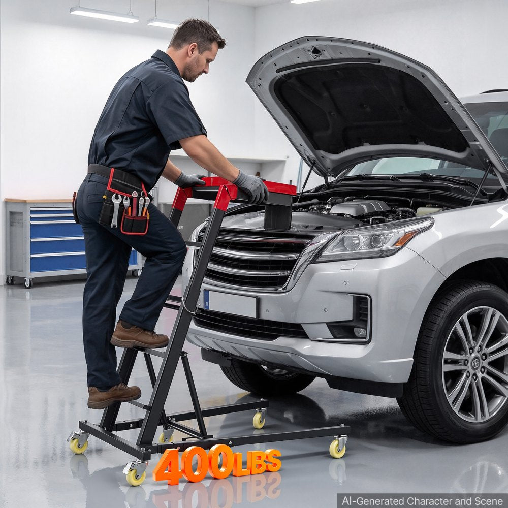 VEVOR Top Automotive Creeper 48"- 64" Adjustable High Top Engine Creeper, Easy Folding, 400LBS Heavy-Duty Steel