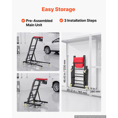 VEVOR Top Automotive Creeper 48"-76" Adjustable with Folding Mechanical Arm, Foldable High Top Engine Creeper, 400LBS