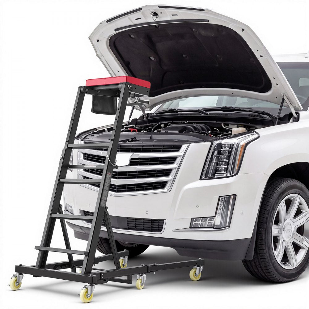 VEVOR Top Automotive Creeper 48"-76" Adjustable with Folding Mechanical Arm, Foldable High Top Engine Creeper, 400LBS