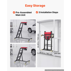 VEVOR Top Automotive Creeper 48"-64" Adjustable with Folding Mechanical Arm, Foldable High Top Engine Creeper, 400LBS