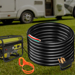 VEVOR 25' 50A RV Camp Power Cord Generator Cord 6/3 + 8/1 AWG NEMA 14-50P to Bare Wire - 25 ft