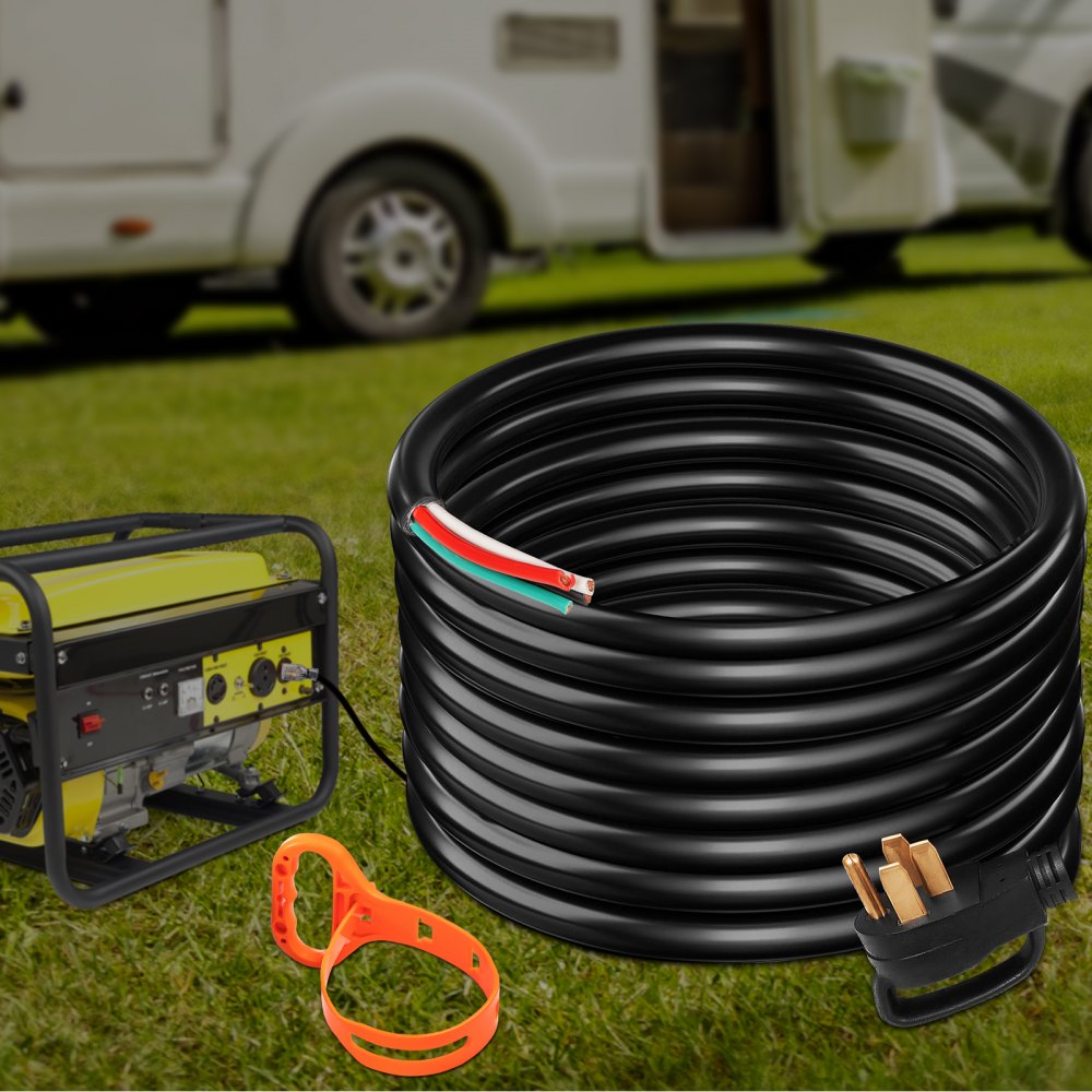 VEVOR 50' 50A RV Camp Power Cord Generator Cord 6/3 + 8/1 AWG NEMA 14-50P to Bare Wire - 50 ft