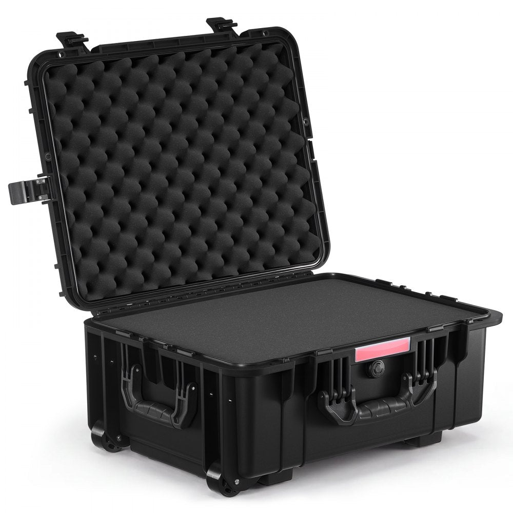 VEVOR Weatherproof Hard Case, Heavy Duty Protective Dry Box Case with Pre-Cut Foam, Wheels & Retractable Pull Handles