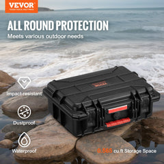 VEVOR Weatherproof Hard Case, Heavy Duty Protective Dry Box Case with Pre-cut Foam, and Retractable Pull Handles for