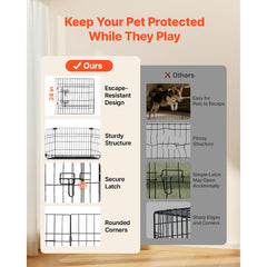 VEVOR Dog Playpen 24 Inch 8 Panels Heavy Duty Exercise Pen with Bottom Pad, Indoor Foldable Metal Pet Fence with Door