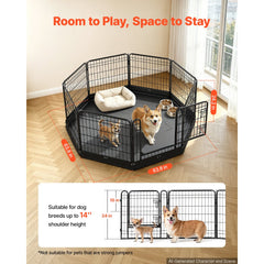 VEVOR Dog Playpen 24 Inch 8 Panels Foldable Exercise Pen with Bottom Pad, Indoor Metal Pet Fence with Door, Heavy Duty