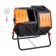 VEVOR Compost Bin, 37-Gal Dual Chamber Composting Tumbler, High Volume Two Rotating Chambers with 2 Sliding Door and