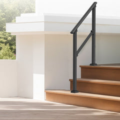 VEVOR Handrails for Outdoor Steps, 2-3 Step Stair Hand Rail Kit, Transitional Carbon Steel Railings with Installation