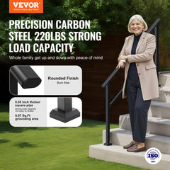 VEVOR Handrails for Outdoor Steps, 4-5 Step Stair Hand Rail Kit, Transitional Carbon Steel Railings with Installation