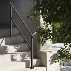 VEVOR Handrails for Outdoor Steps, 4-5 Step Stair Hand Rail Kit, Transitional Carbon Steel Railings with Installation