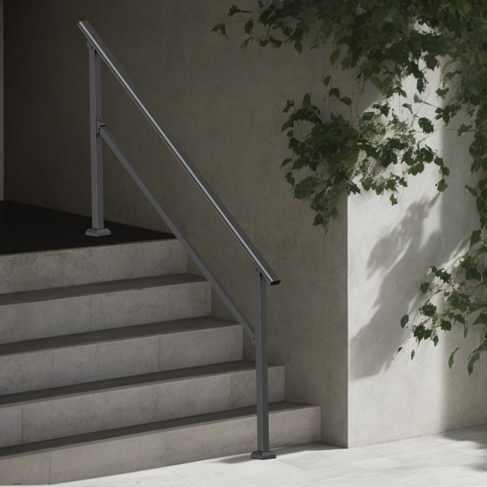 VEVOR Handrails for Outdoor Steps, 5 Step Stair Hand Rail Kit, Transitional Carbon Steel Railings with Installation