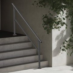 VEVOR Handrails for Outdoor Steps, 5 Step Stair Hand Rail Kit, Transitional Carbon Steel Railings with Installation