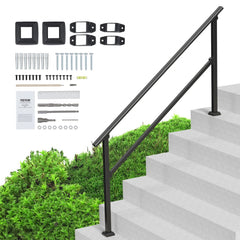 VEVOR Handrails for Outdoor Steps, 5 Step Stair Hand Rail Kit, Transitional Carbon Steel Railings with Installation