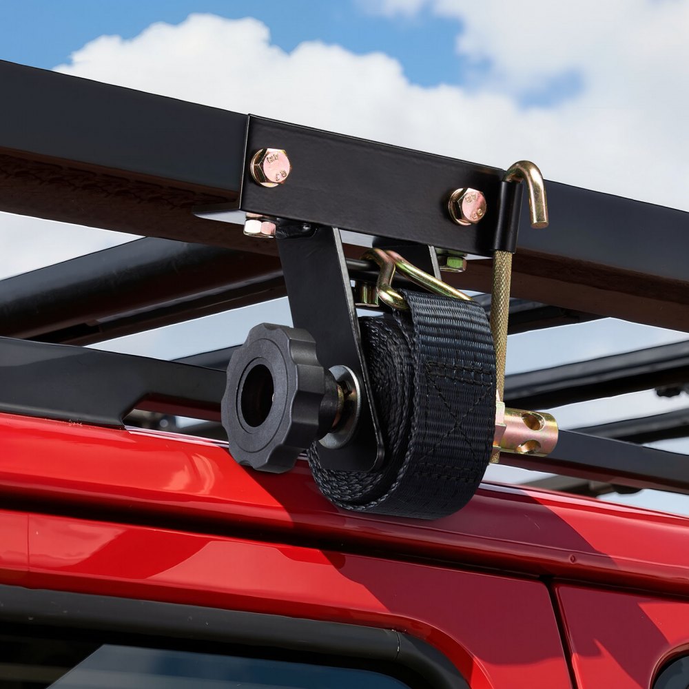VEVOR Ladder Rack Ratchet Straps, Black Square Tube Mount, 1.5 in Wide x 7.4 ft Long Black Ladder Rack Straps with