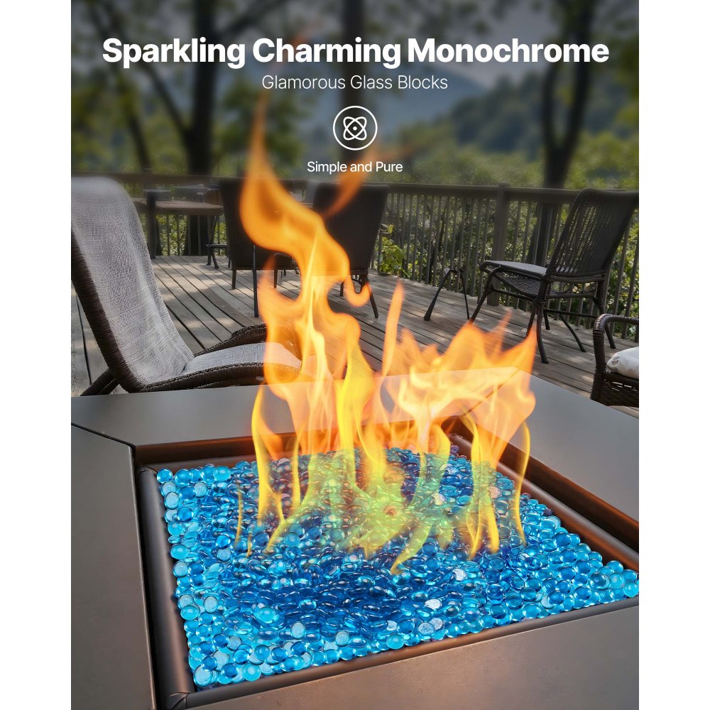 VEVOR Fire Glass, 20 lbs / 9.0 kg High-Temperature Resistant Fireplace Rocks, 3/4-Inch / 19.05 mm Reflective Firepit