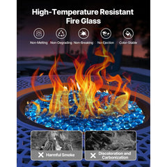 VEVOR Fire Glass, 20 lbs / 9.0 kg High-Temperature Resistant Fireplace Rocks, 3/4-Inch / 19.05 mm Reflective Firepit