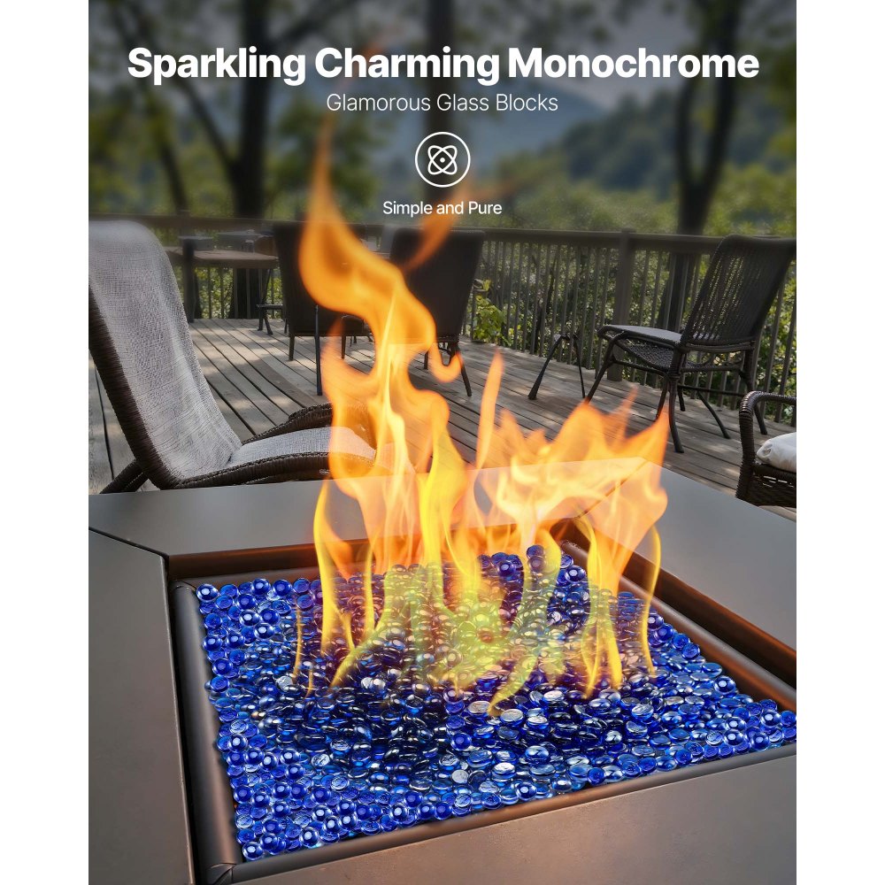 VEVOR Fire Glass, 10LBS/4.5KG High-Temperature Resistant Fireplace Rocks, 3/4-Inch / 19.05 mm Reflective & Smokeless